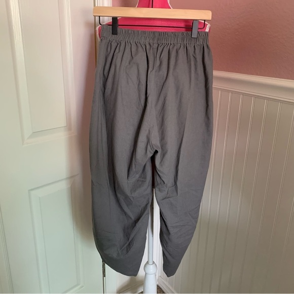 Grey Boho Lounge Pants with Embroidered Pockets, size Medium - Picture 7 of 8